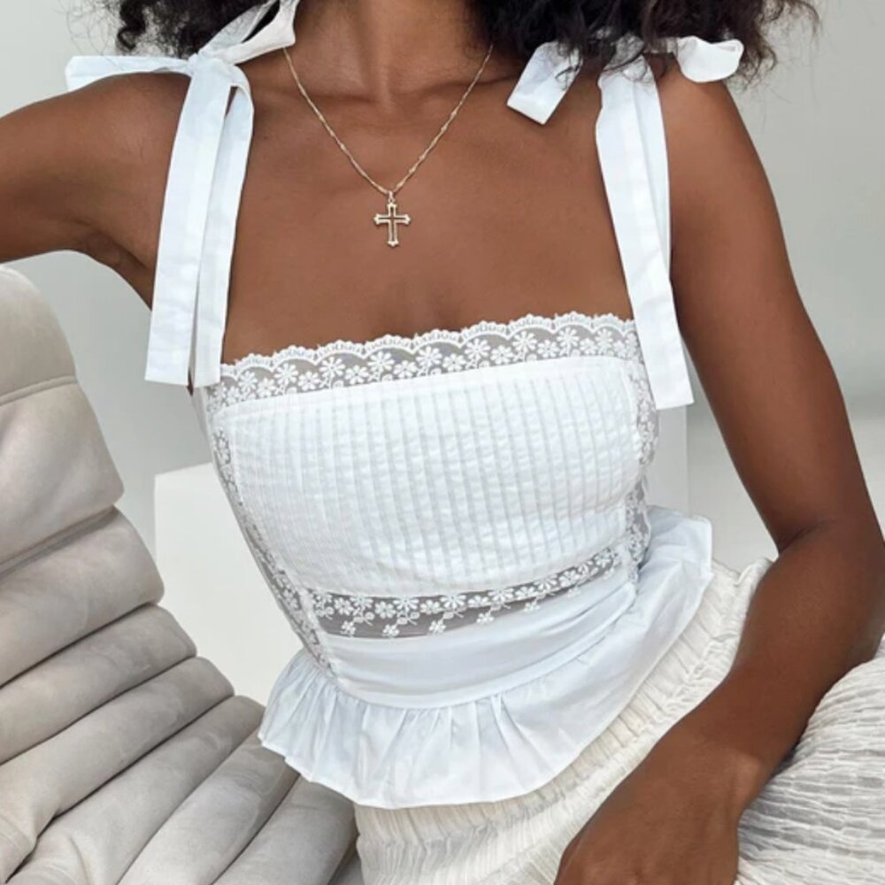 Princess Polly Mariner Top white Sz 2